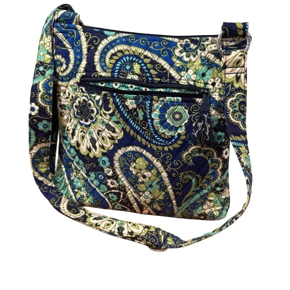 Vera Bradley Rhythm & Blues Aqua Green Hipster Crossbody Bag Retired Paisley EUC